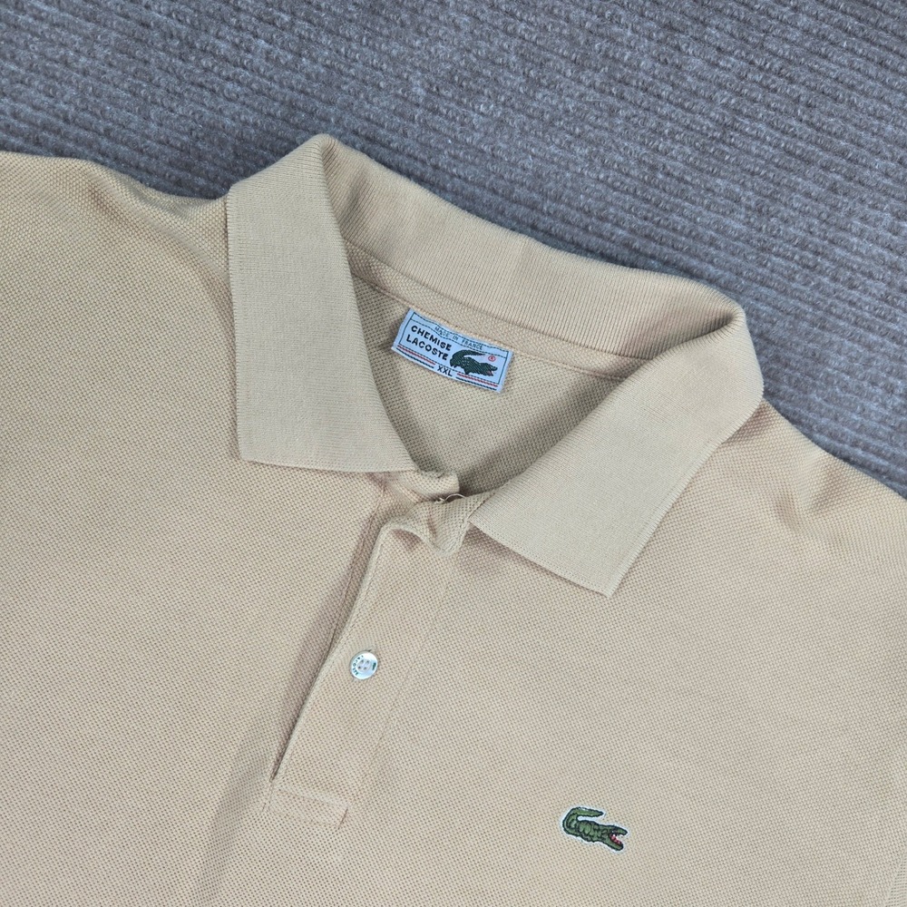 Lacoste Mens XXL Beige Vintage Made in‎ France Chemise Pique Polo Shirt